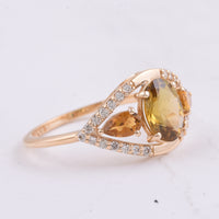 1.67 Ct Oval, Pear Natural Tourmaline 14K Gold Ring