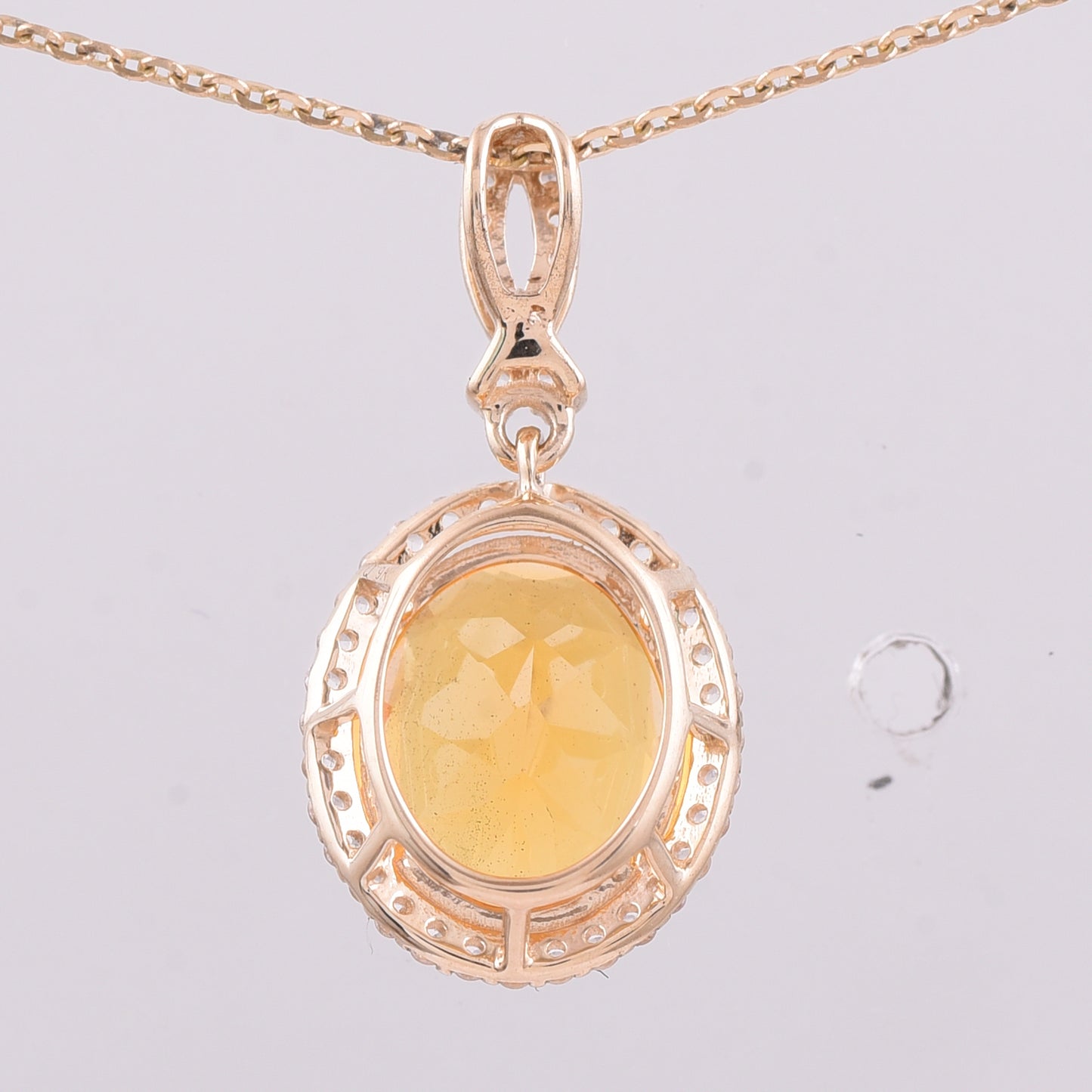 2.03 Ct Oval Br.Fire Opal 9K Gold Pendant