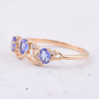 0.52 Ct Oval Natural Tanzanite 14K Gold Ring