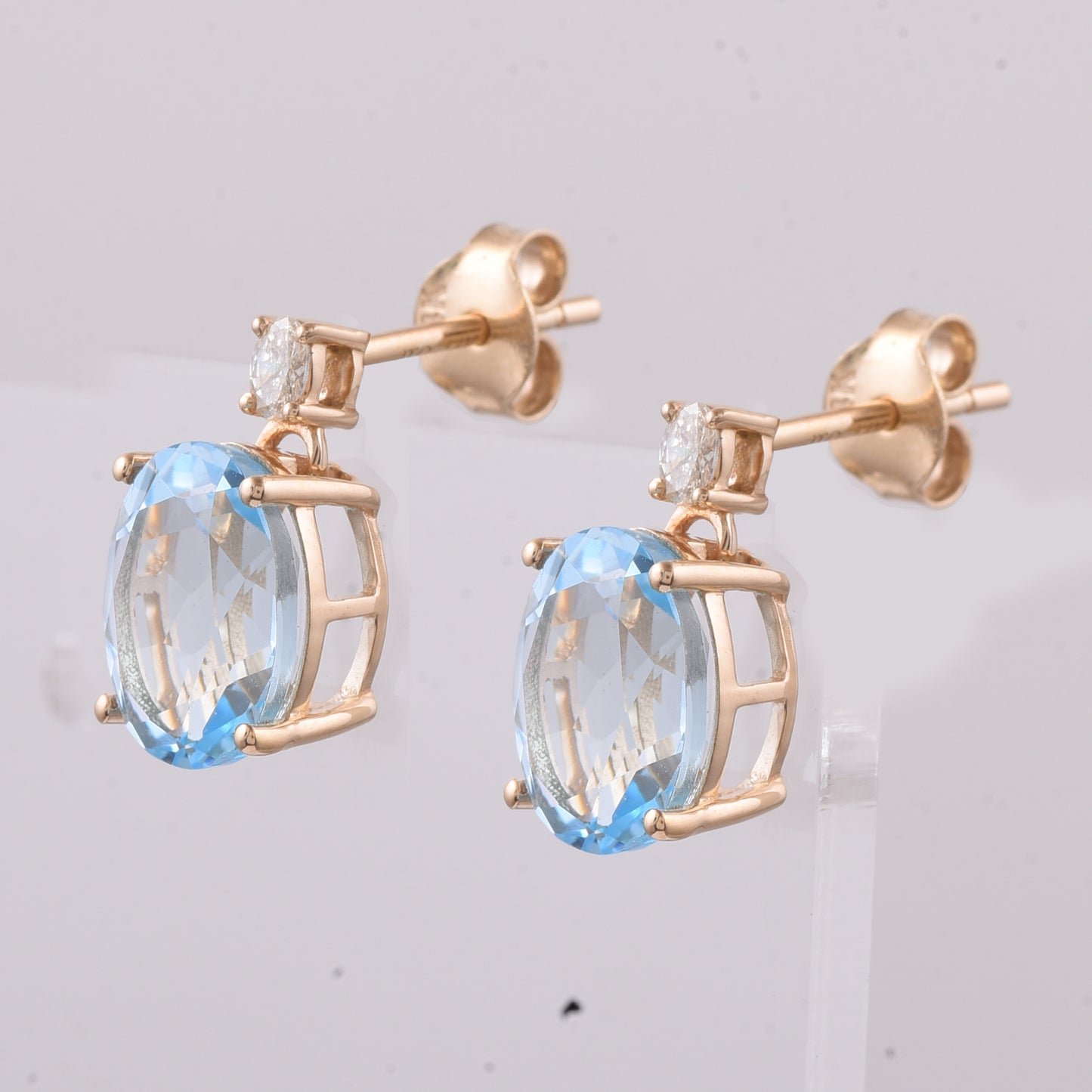 5.00 Ct Oval Natural Topaz 14K Gold Earrings