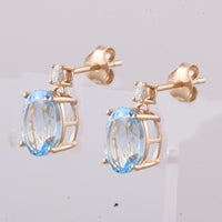 5.00 Ct Oval Natural Topaz 14K Gold Earrings