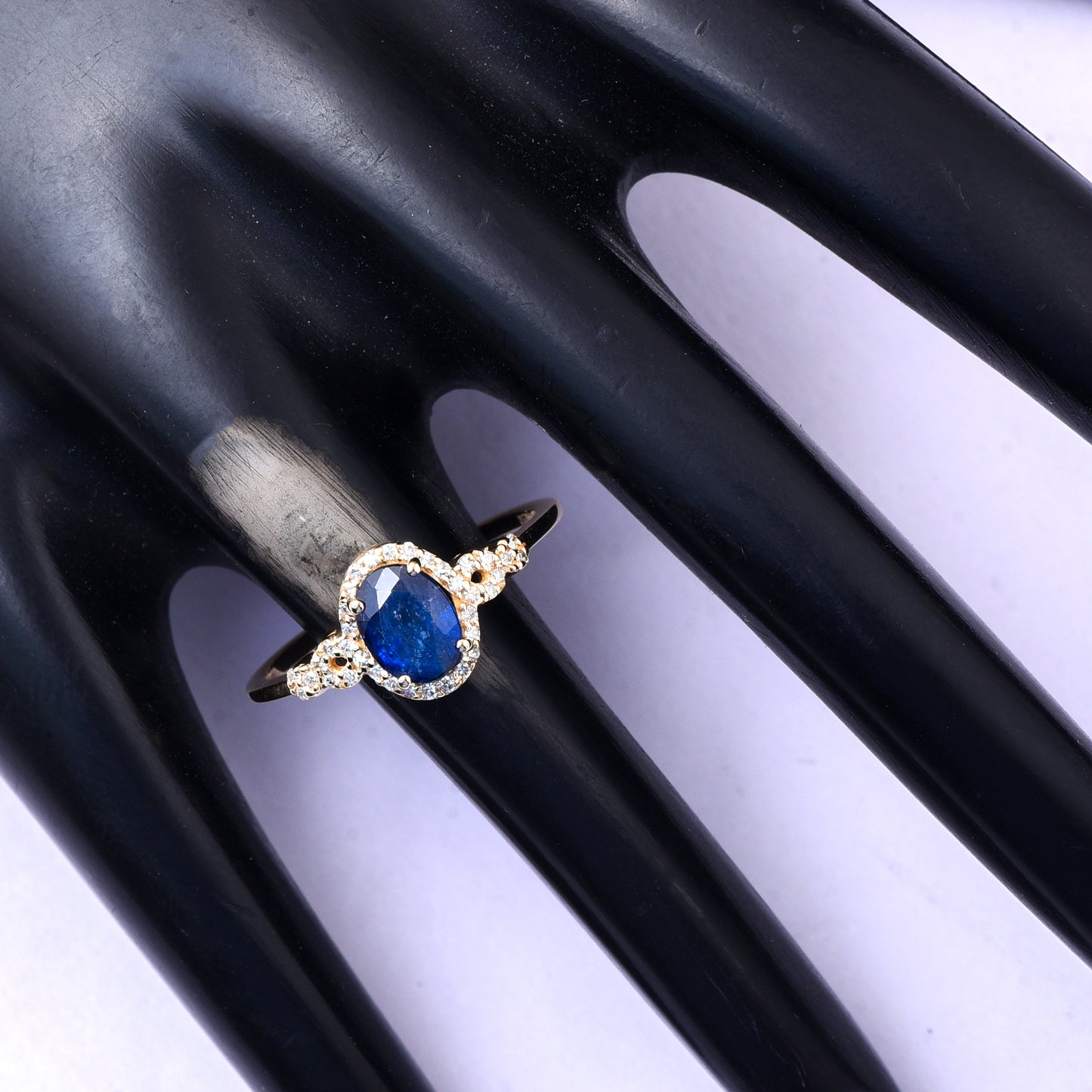 1.30 Ct Oval Mixed Cut Natural Sapphire 14K Gold Ring