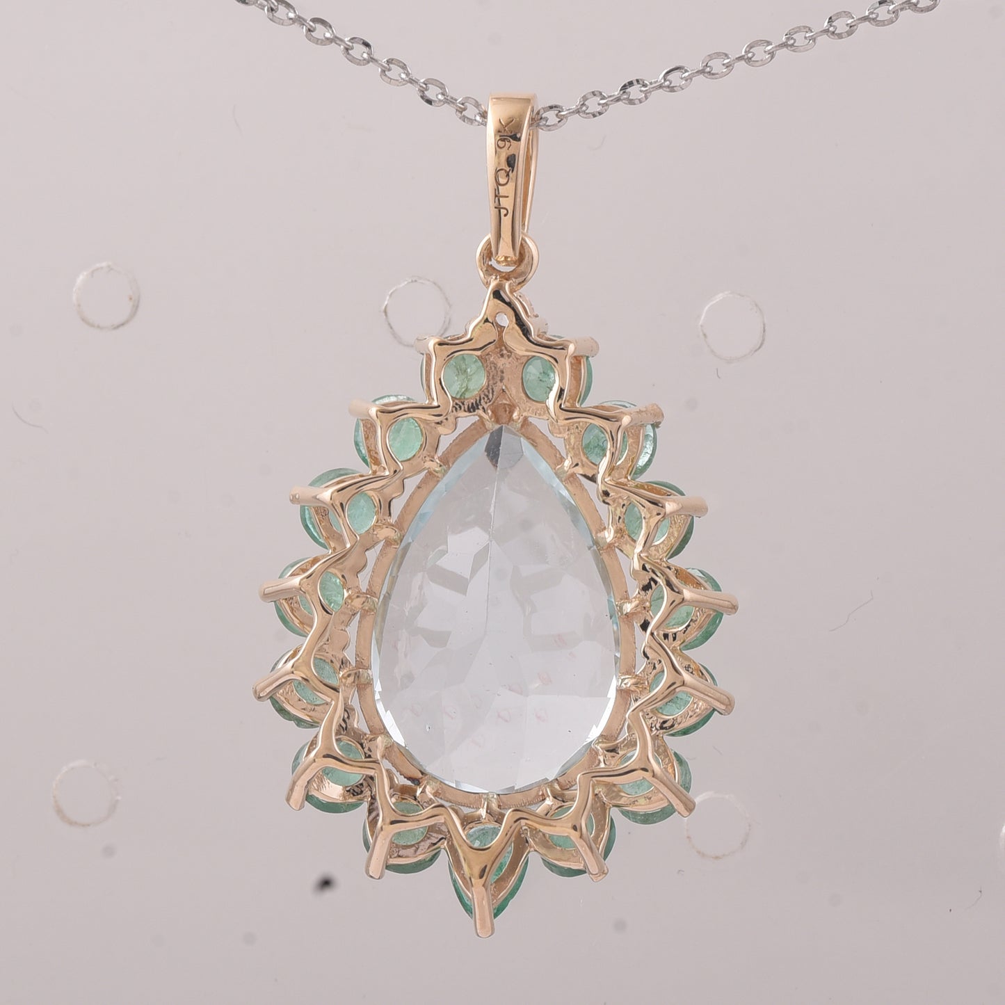 6.79 Ct Pear Aquamarine 9K Gold Pendant
