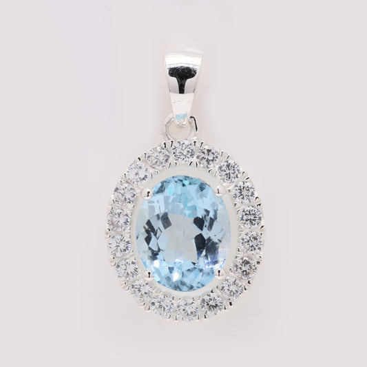 4.69 Ct Oval Blue Topaz 925 Silver Pendant