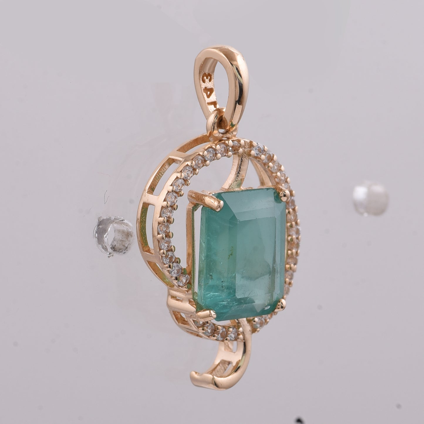 2.30 Ct Octagon Step Cut Natural Emerald 14K Gold Pendant