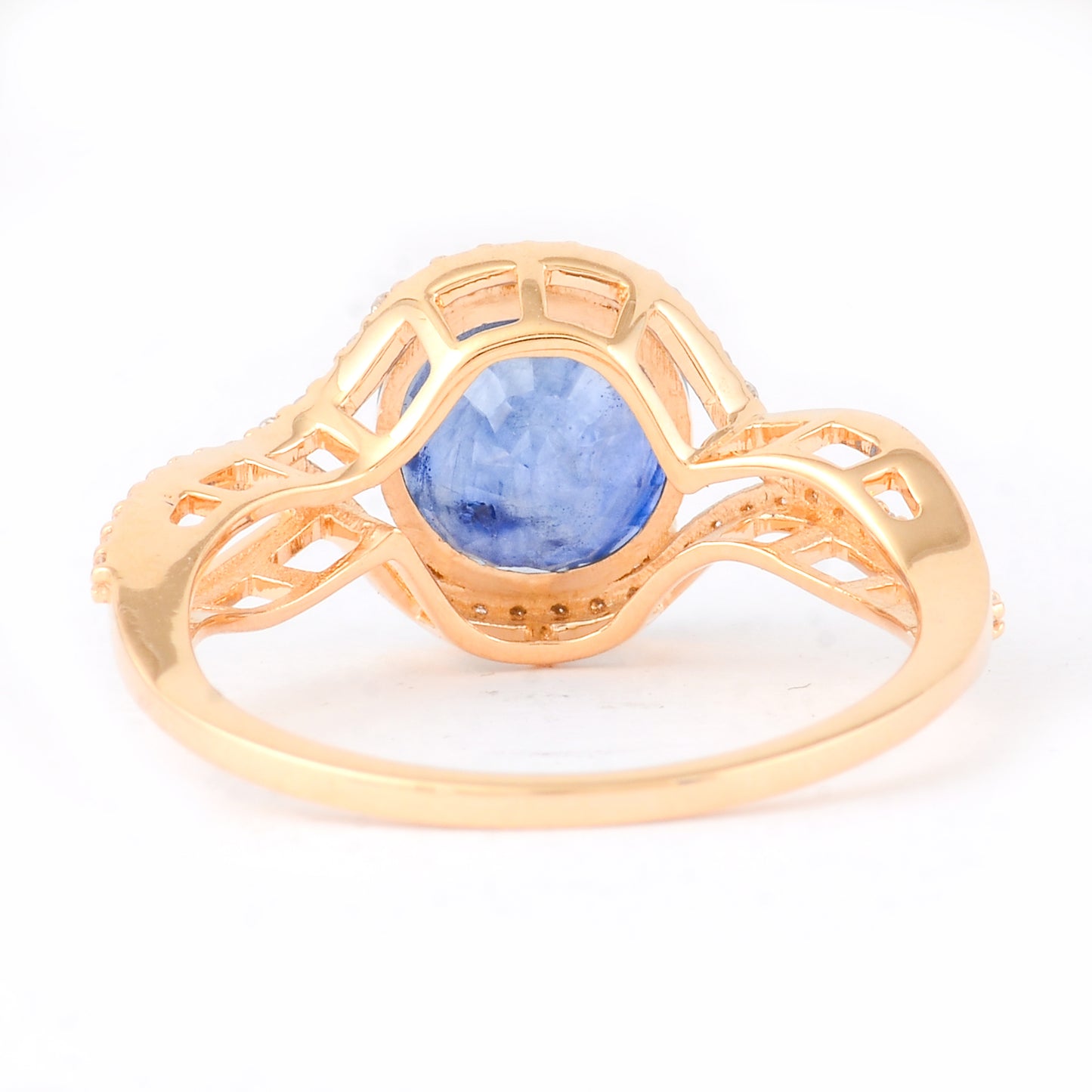 3.45 Ct Cushion Mixed Cut Natural Sapphire 14K Gold Ring