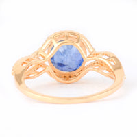3.45 Ct Cushion Mixed Cut Natural Sapphire 14K Gold Ring