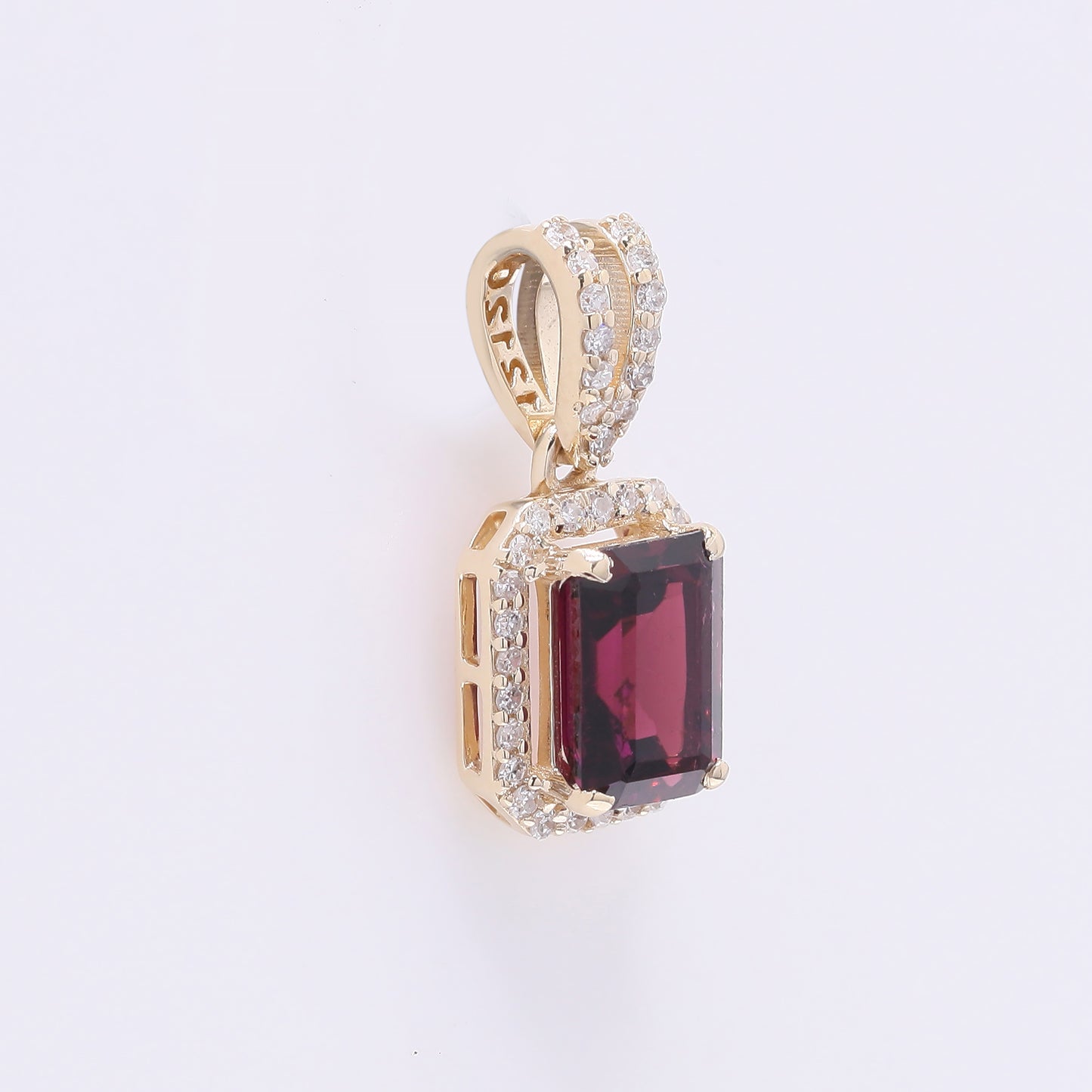 1.22 Ct Octagon Step Cut Natural Pink Tourmaline 14K Gold Pendant
