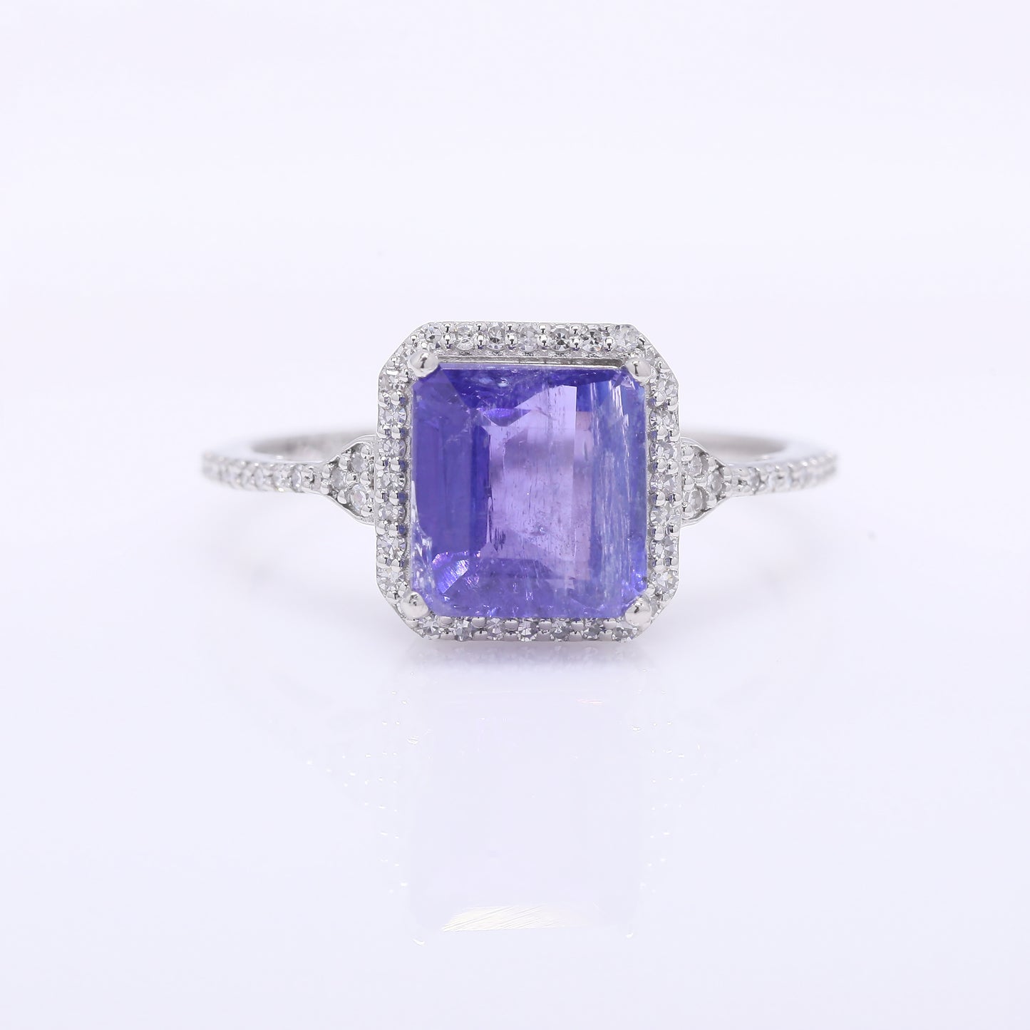 2.89 Ct Octagon Step Cut Natural Tanzanite 950 Platinum Ring