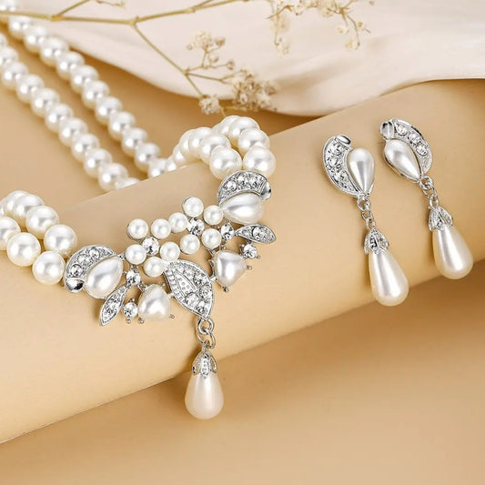Imitation Pearl Gold Plated Brass Necklace