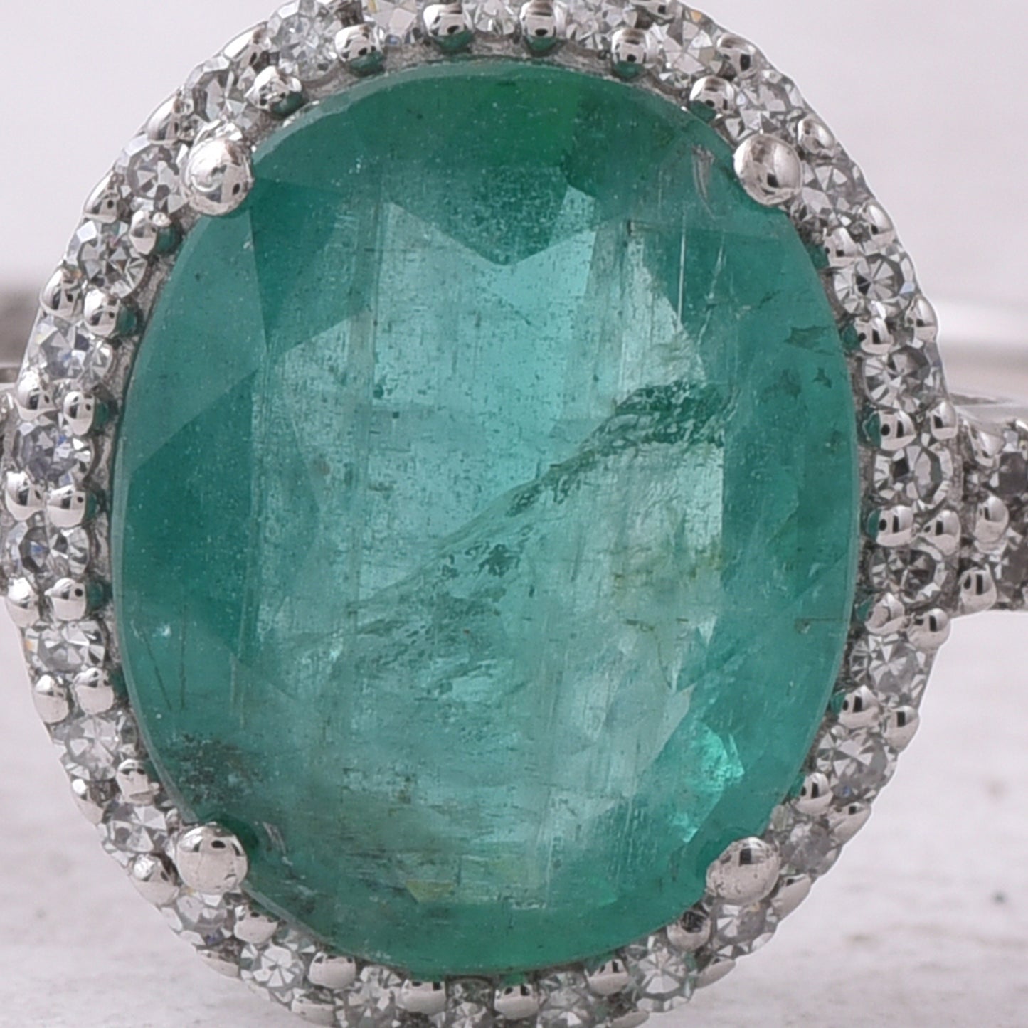 2.42 Ct Oval Mixed Cut Natural Emerald 950 Platinum Ring