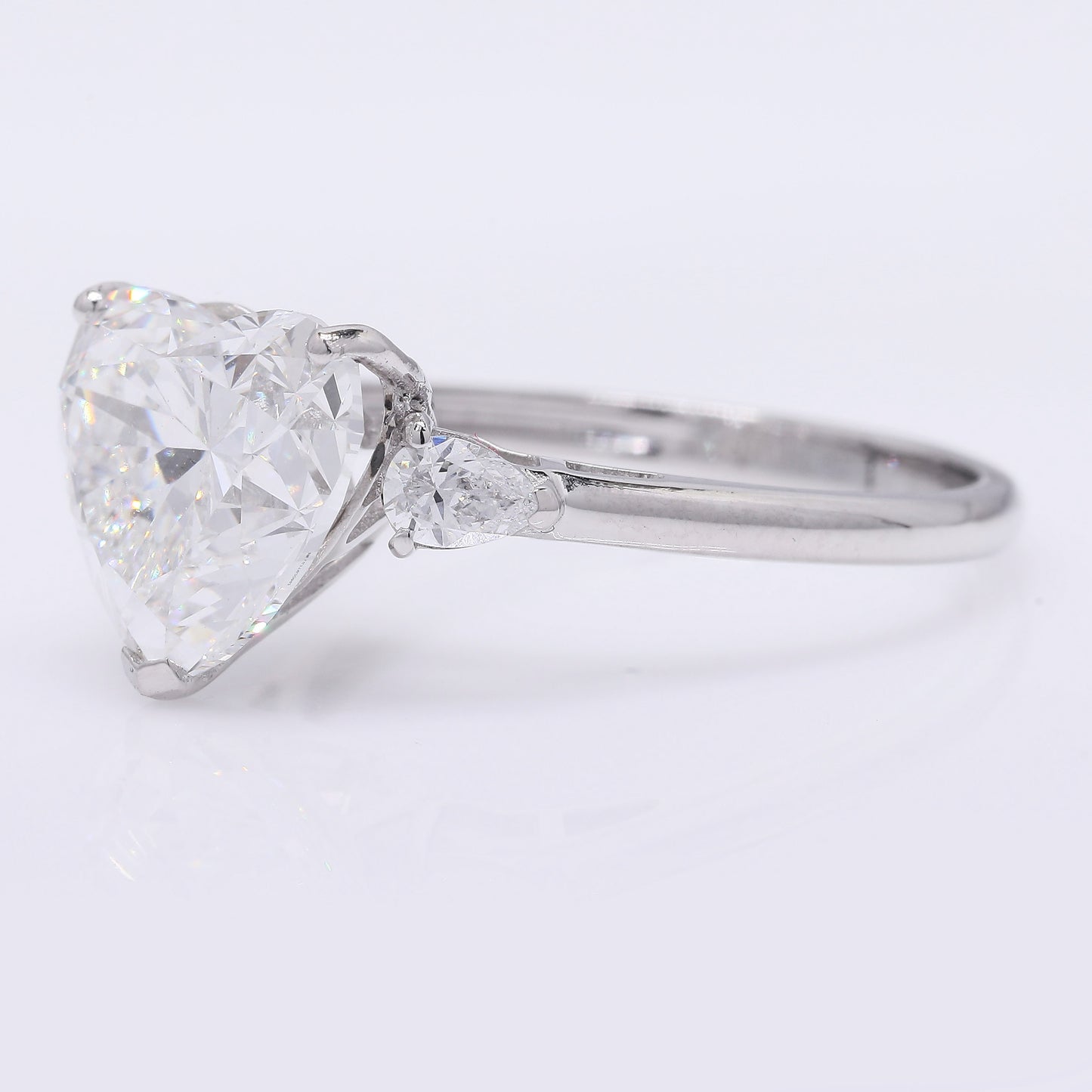 4.22 Ct Heart Brilliant Lab Grown Diamond 950 Platinum Ring