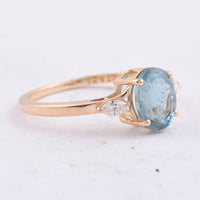 1.61 Ct Oval Natural Aquamarine 14K Gold Ring