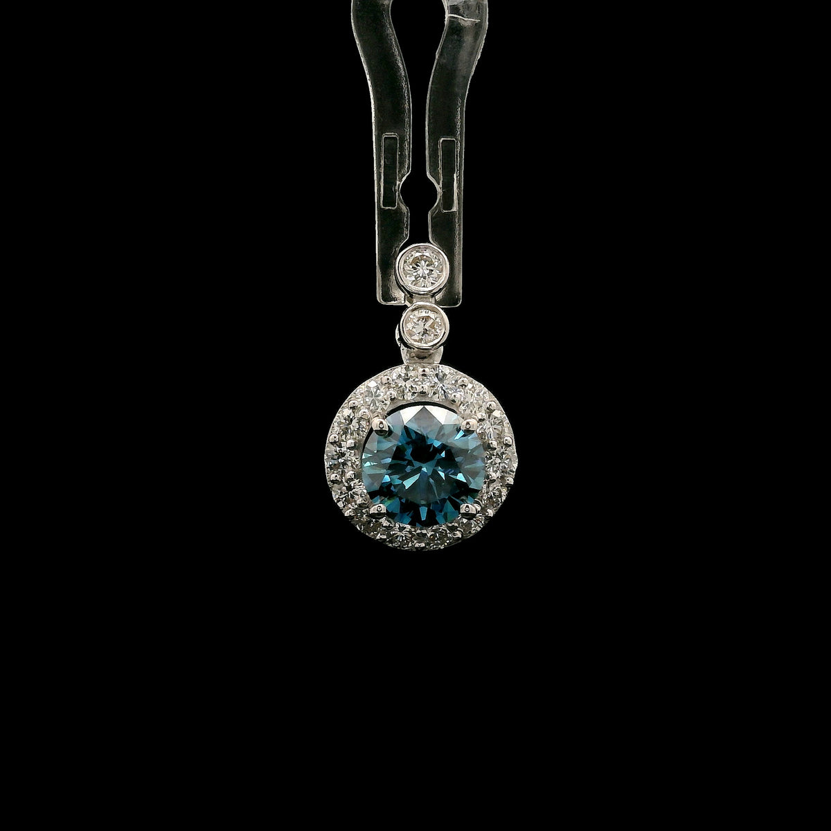 1.45 Carats Blue Lab Grown Diamond 14K Gold Pendant