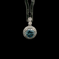 1.45 Carats Blue Lab Grown Diamond 14K Gold Pendant