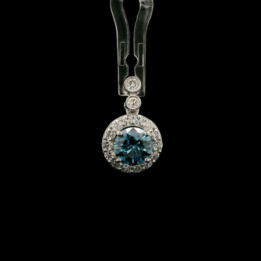 1.45 Carats Blue Lab Grown Diamond 14K Gold Pendant