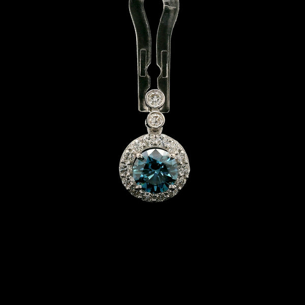 1.45 Carats Blue Lab Grown Diamond 14K Gold Pendant