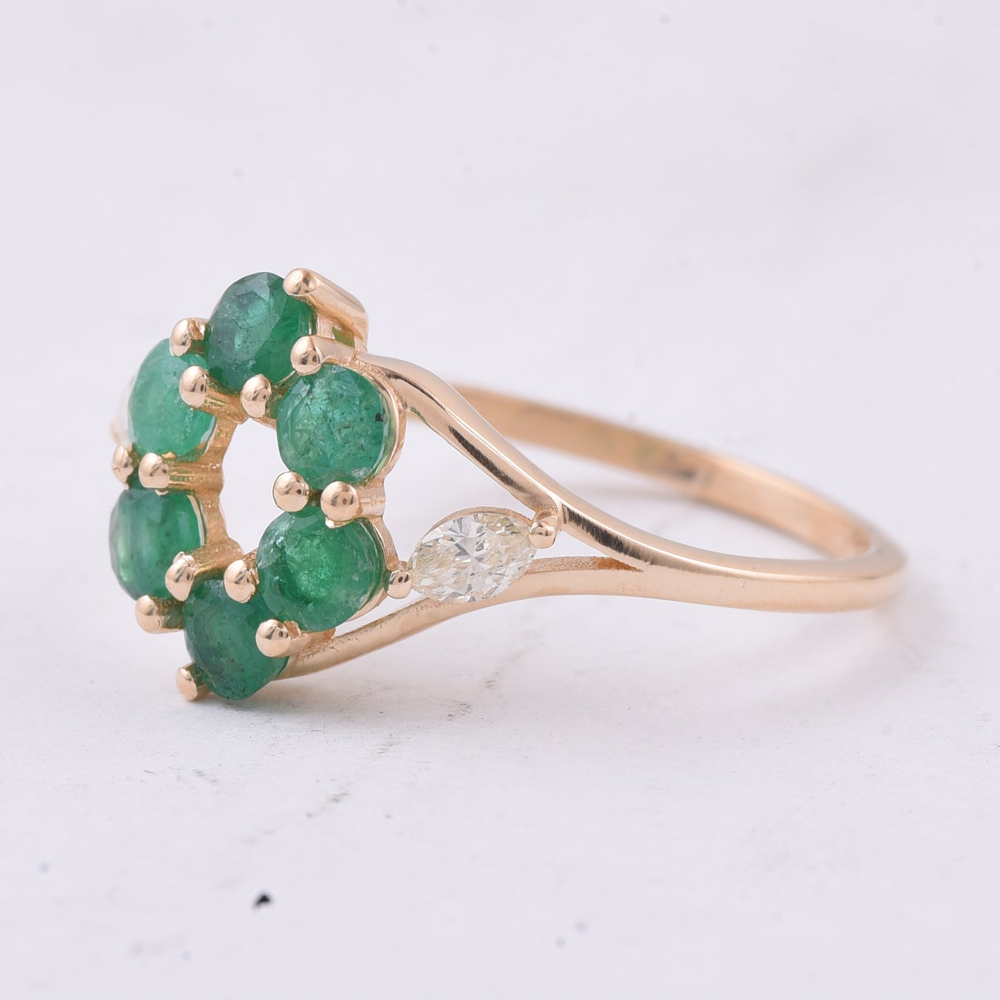 1.00 Ct Round Natural Emerald 14K Gold Ring