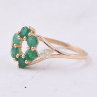 1.00 Ct Round Natural Emerald 14K Gold Ring