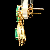 1.63 Ct Pear Emerald 14K Gold Earrings