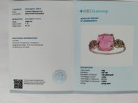 3.11 Ct Cushion Cabochon Cut Natural Pink Tourmaline 14K Gold Ring