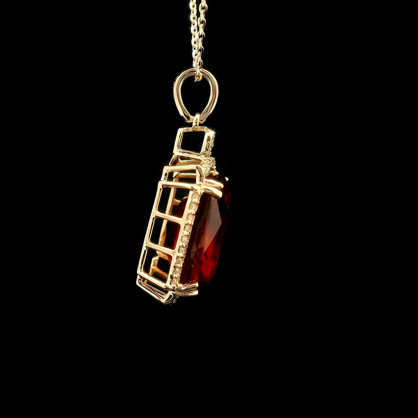 8.97 Ct Cushion Hessonite 14K Gold Pendant