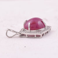 5.37 Ct Oval Cabochon Cut Natural Ruby 950 Platinum Pendant