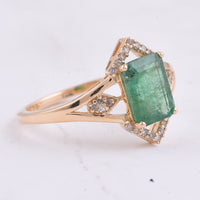 1.64 Ct Octagon Step Cut Natural Emerald 14K Gold Ring