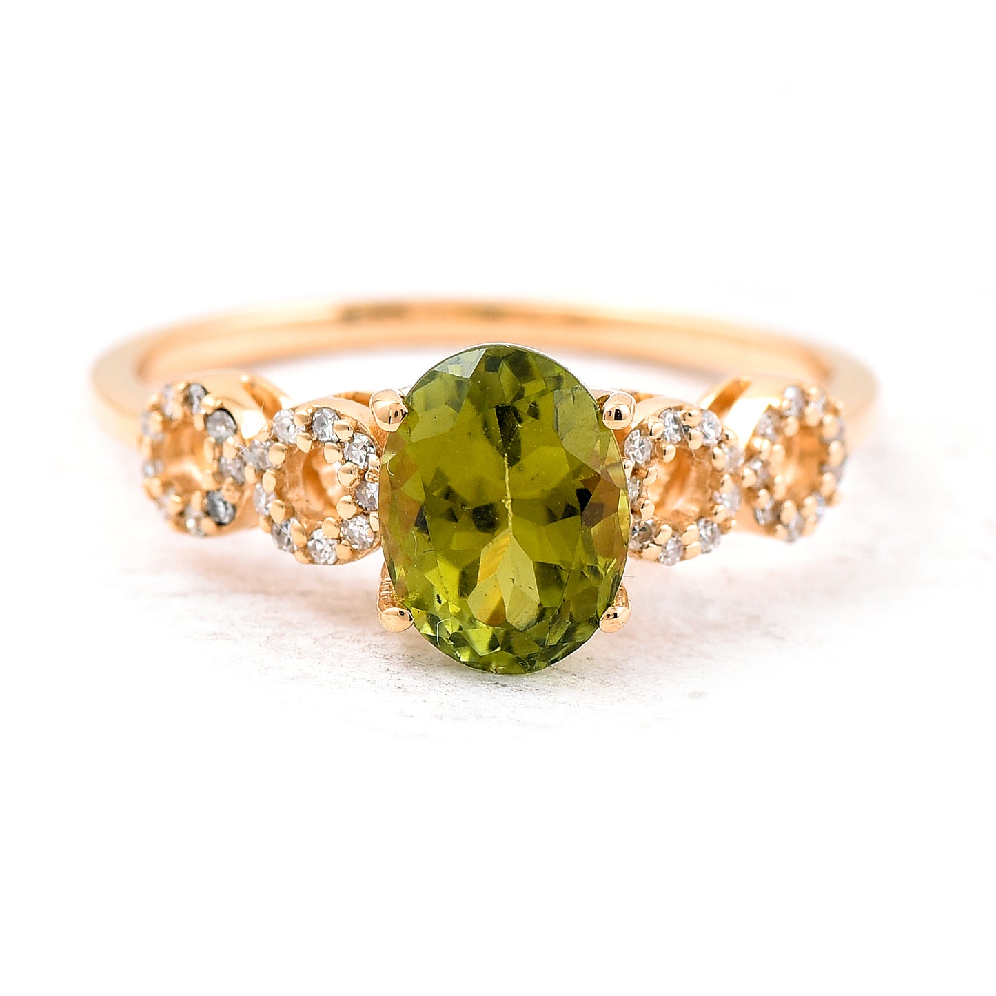 1.64 Ct Oval Mixed Cut Natural Green Tourmaline 14K Gold Ring