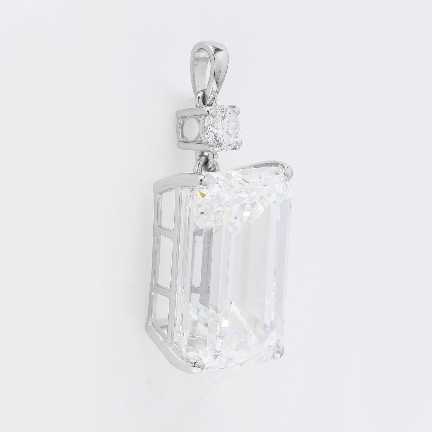 15.91 Ct Emerald Cut Lab Grown Diamond 950 Platinum Pendant