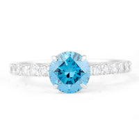 1.63 Carats Blue Lab Grown Diamond 14K Gold Ring