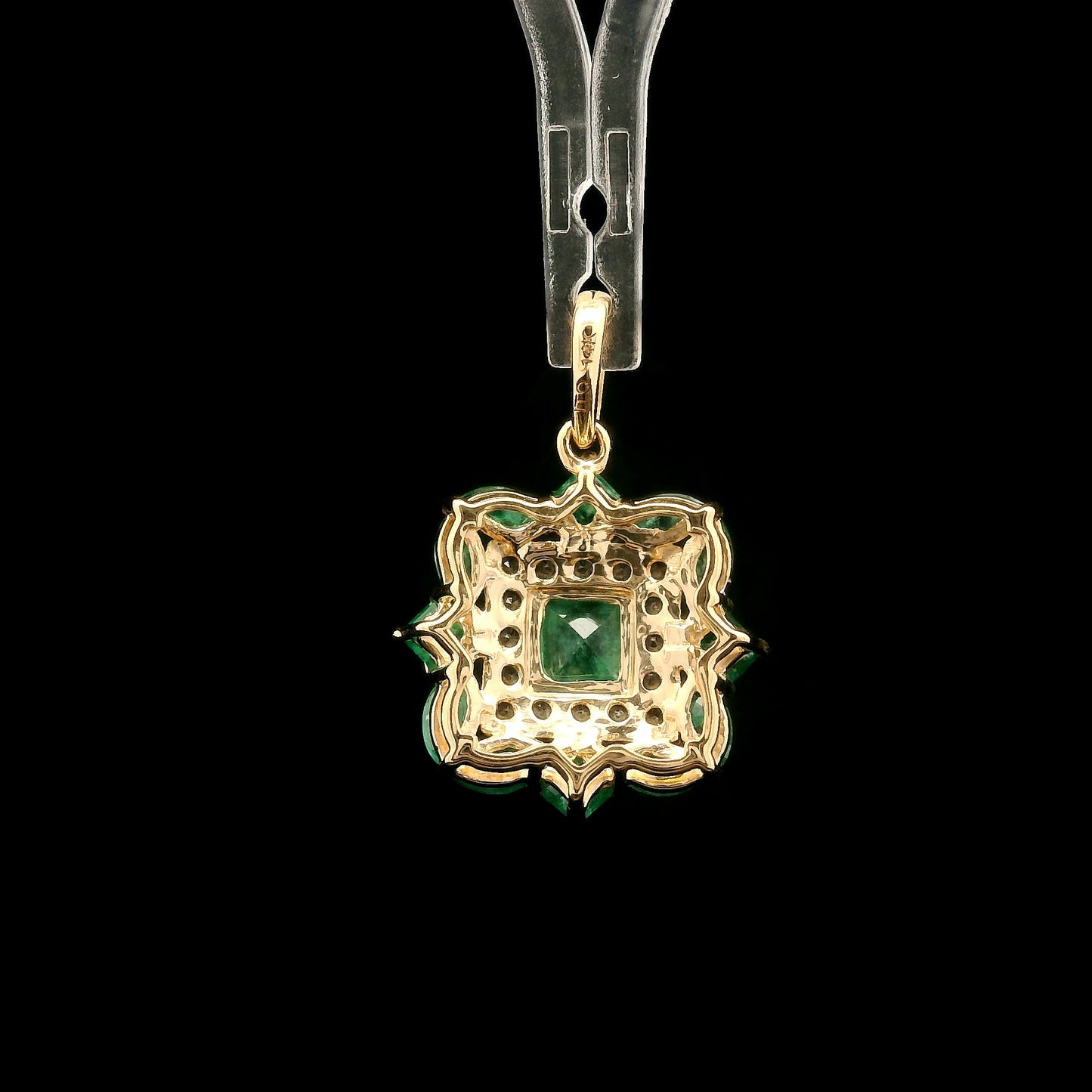 1.23 Ct Square Emerald 14K Gold Pendant