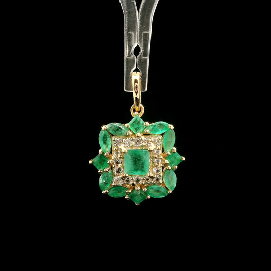 1.23 Ct Square Emerald 14K Gold Pendant