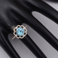 3.69 Ct Round Blue Topaz 9K Gold Ring