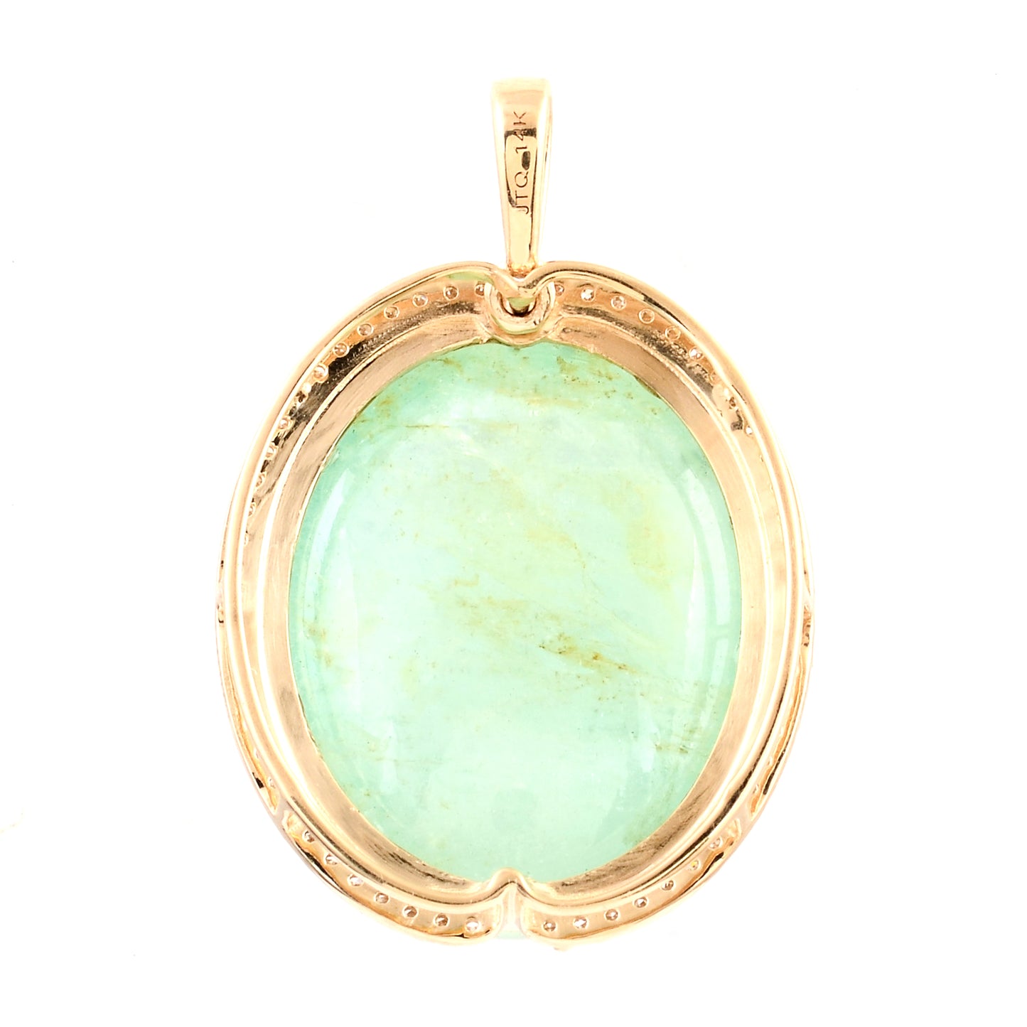 24.63 Ct Oval Cabochon Emerald 14K Gold Pendant