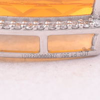 2.86 Ct Cushion Mixed Cut Natural Fire Opal 950 Platinum Pendant