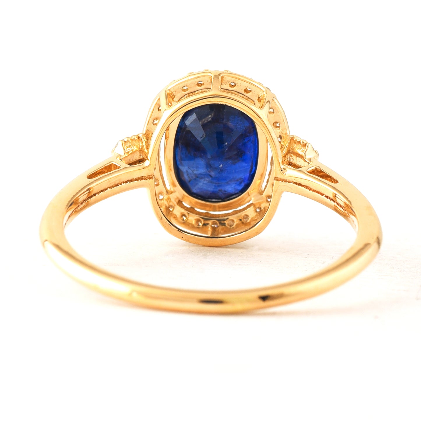 2.30 Ct Cushion Mixed Cut Natural Sapphire 14K Gold Ring