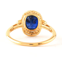 2.30 Ct Cushion Mixed Cut Natural Sapphire 14K Gold Ring