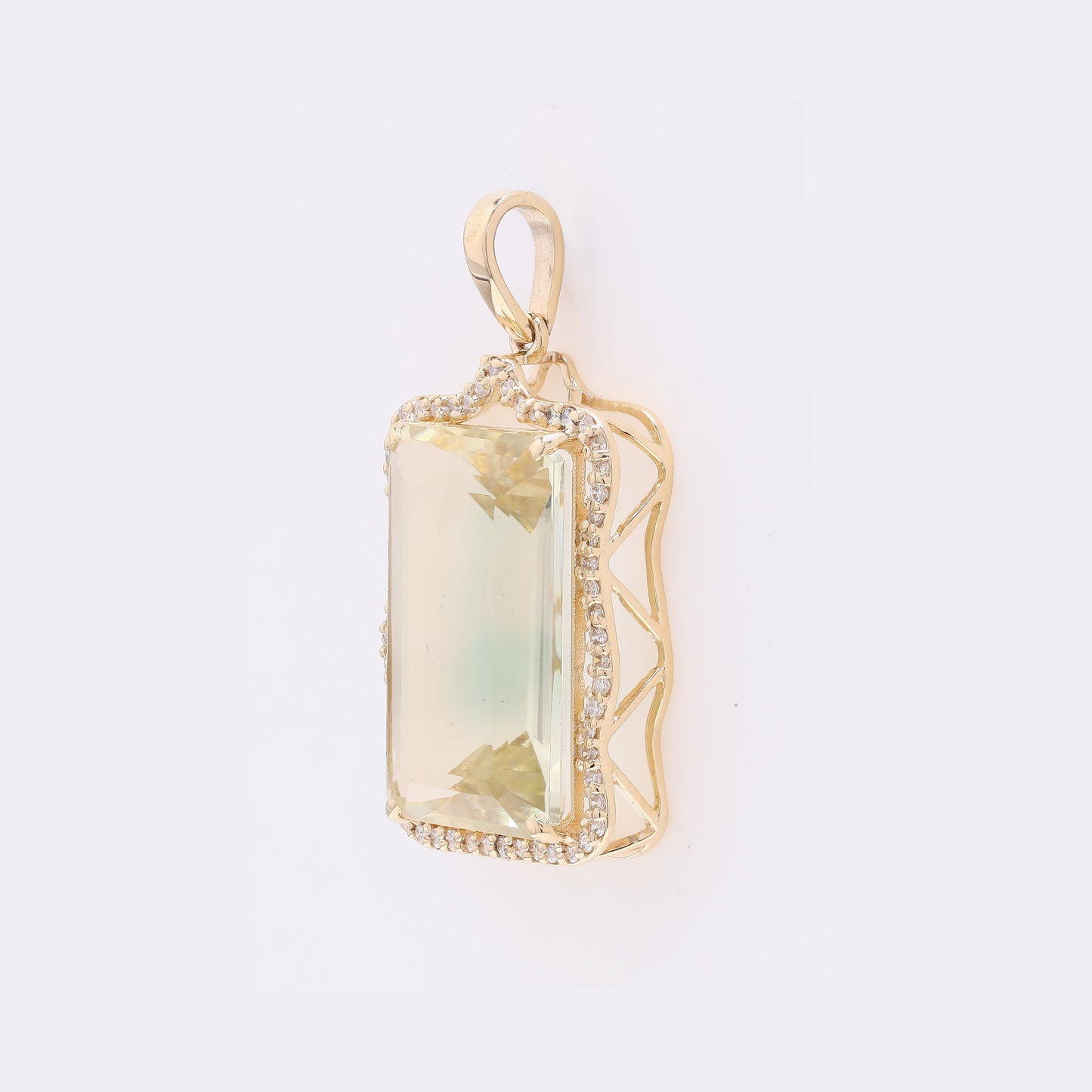 8.18 Ct Octagon Step Cut Natural Sunstone 14K Gold Pendant