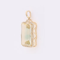 8.18 Ct Octagon Step Cut Natural Sunstone 14K Gold Pendant