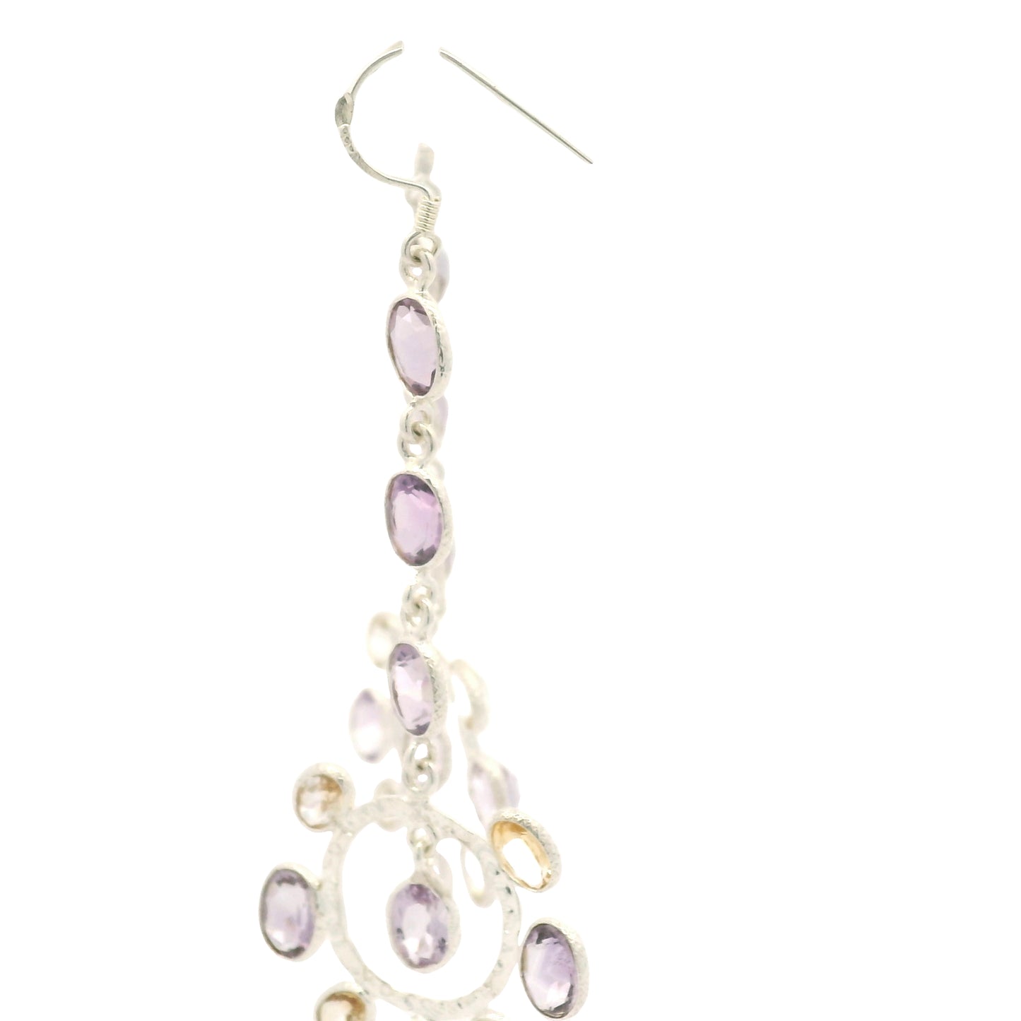17.60 Ct Citrine, Amethyst 925 Sterling Silver Earrings