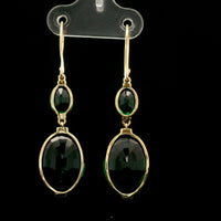 16.93 Ct Oval Mixed Cut Lab Grown Emerald 14K Gold Earrings