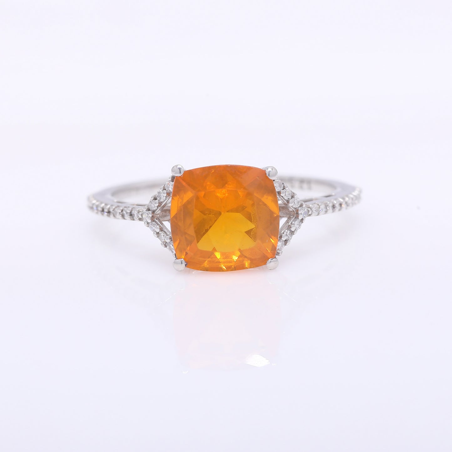 1.57 Ct Cushion Mixed Cut Natural Fire Opal 950 Platinum Ring