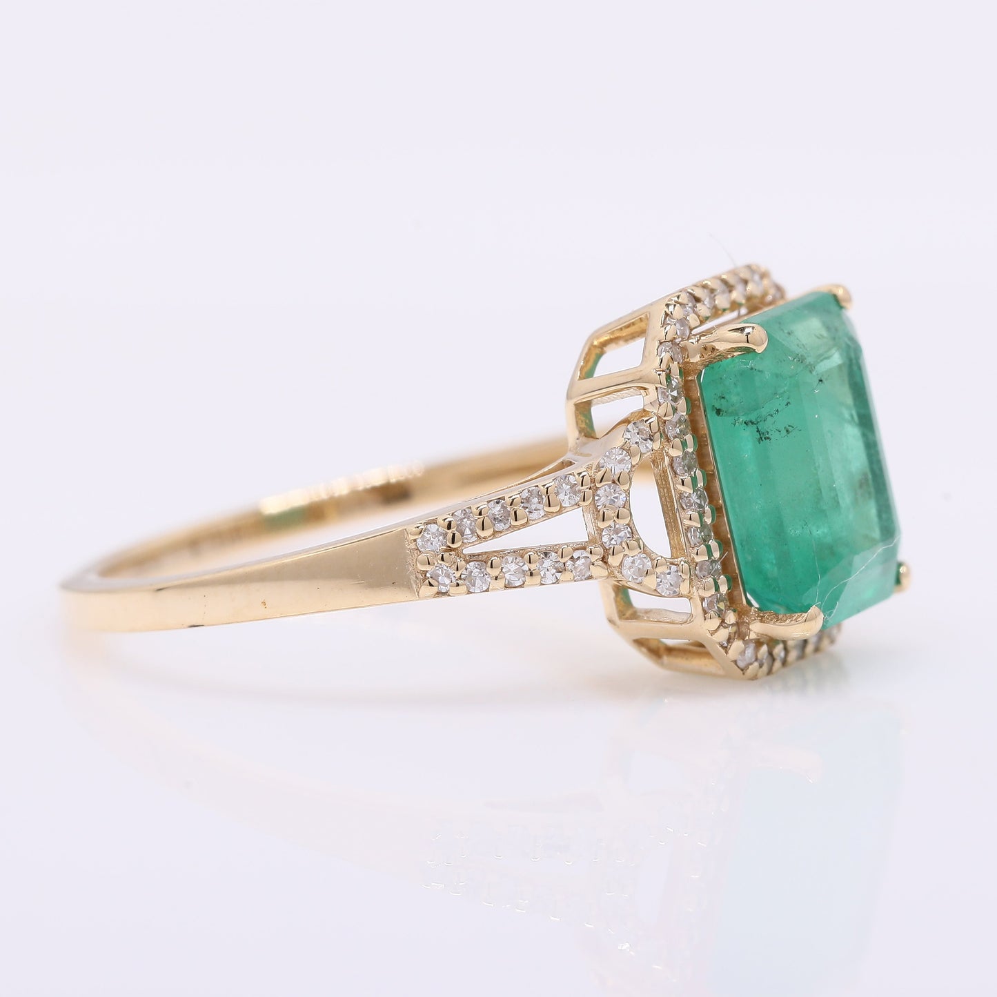 2.55 Ct Octagon Step Cut Natural Emerald 14K Gold Ring