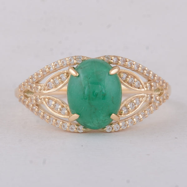 2.36 Ct Oval Emerald 9K Gold Ring