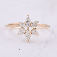 0.58 Ct Marquise, Pear Natural Diamond 14K Gold Ring