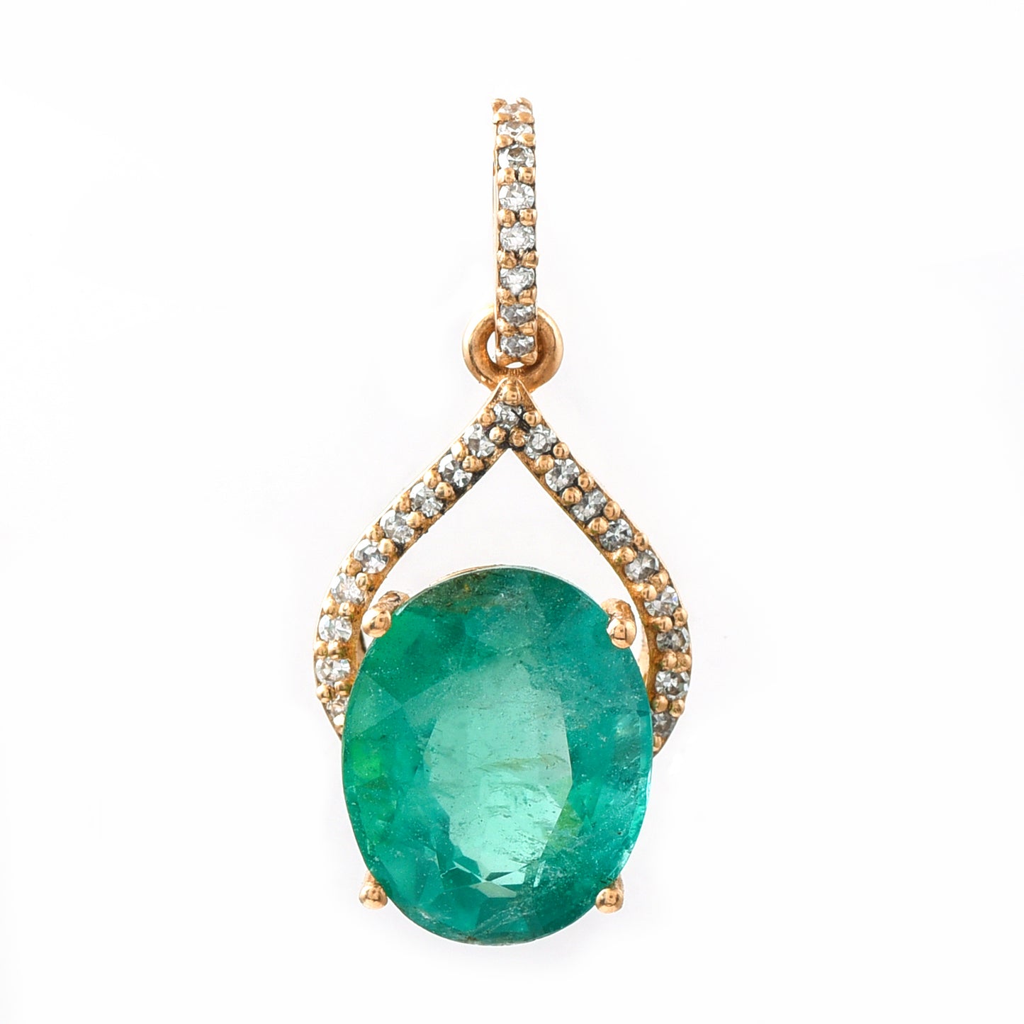 2.73 Ct Oval Emerald 14K Gold Pendant