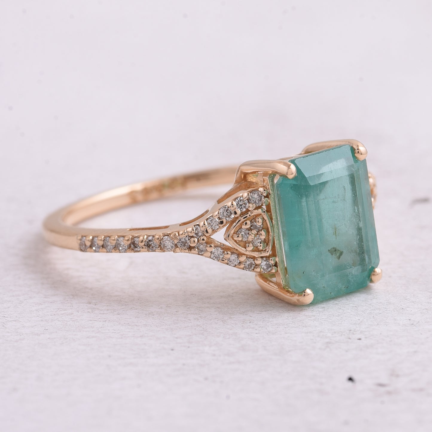 2.31 Ct Octagon Step Cut Natural Emerald 14K Gold Ring