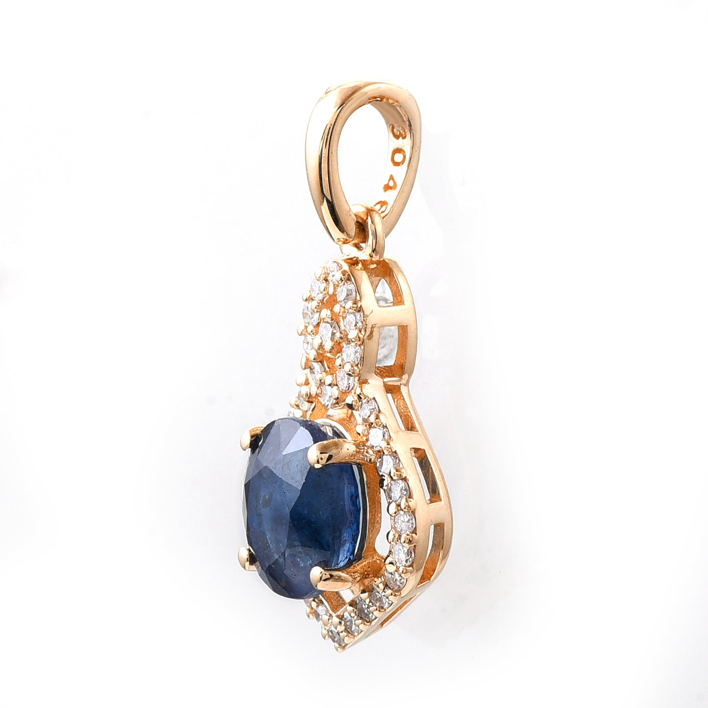 1.28 Ct Oval Mixed Cut Natural Sapphire 14K Gold Pendant