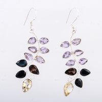 10.18 Ct Citrine, Sapphire 925 Sterling Silver Earrings